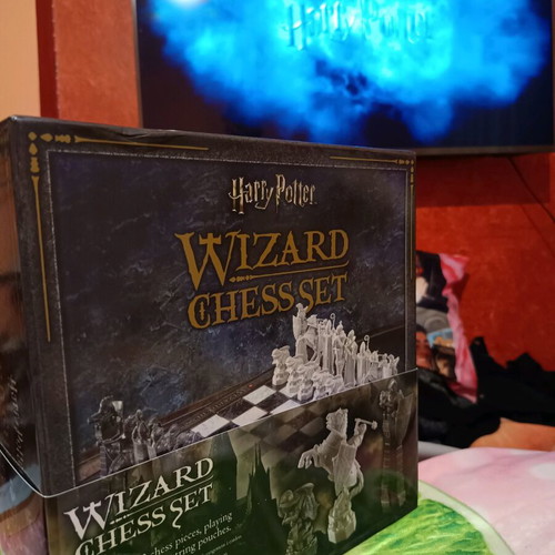 Harry Potter Wizard Chess Set collectible with 2 wands used