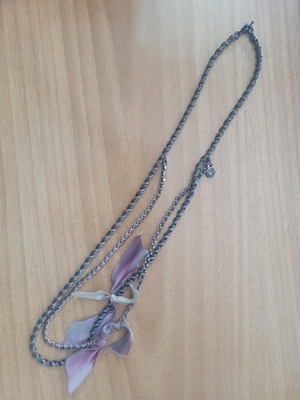 J.CREW necklace silver with lilac satin details like new