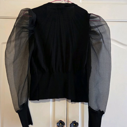 Zara black cardigan with transparent balloon sleeves like new, Small