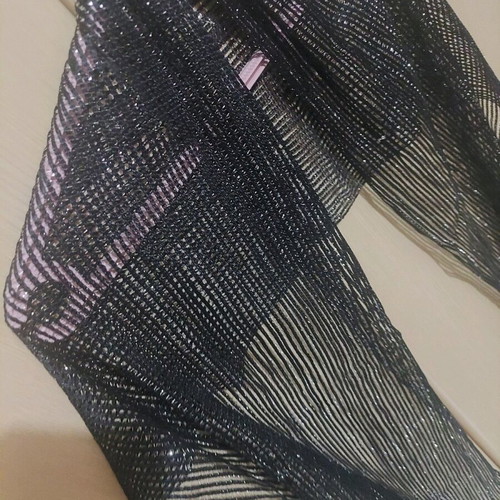 Long black scarf with silver thread like new