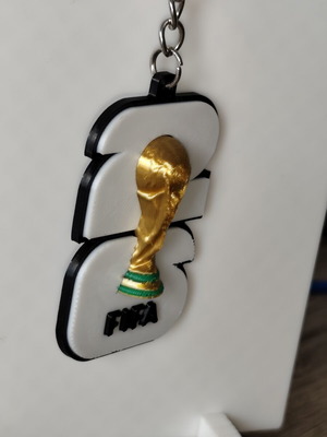 FIFA 3D Printed Keychain 2026 with Gold Football Trophy