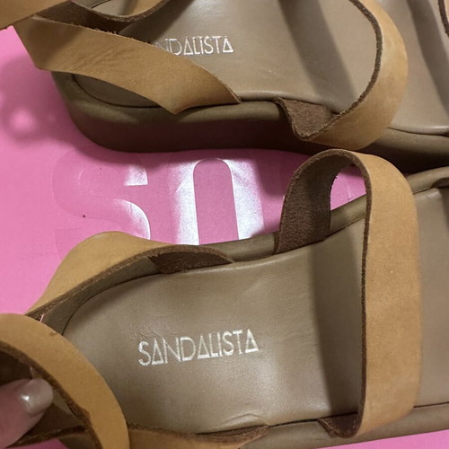 Sandalista women's sandals like new, beige leather, size 37, 4 cm heel