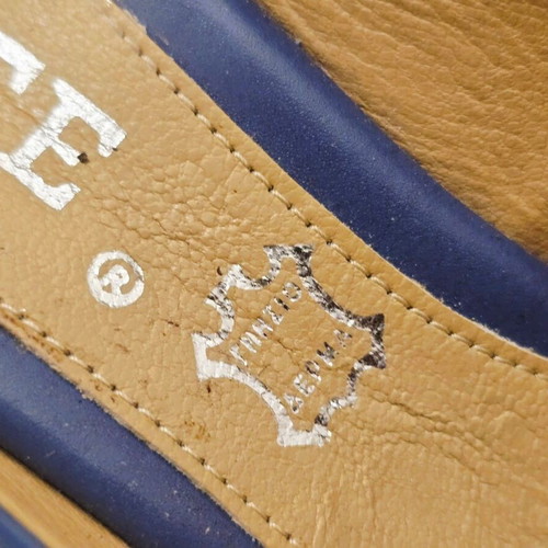 Elite platform wedge sandals, blue and beige, size 37, genuine leather