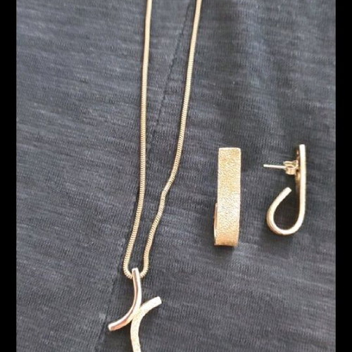 Silver necklace set with cross and earrings like new