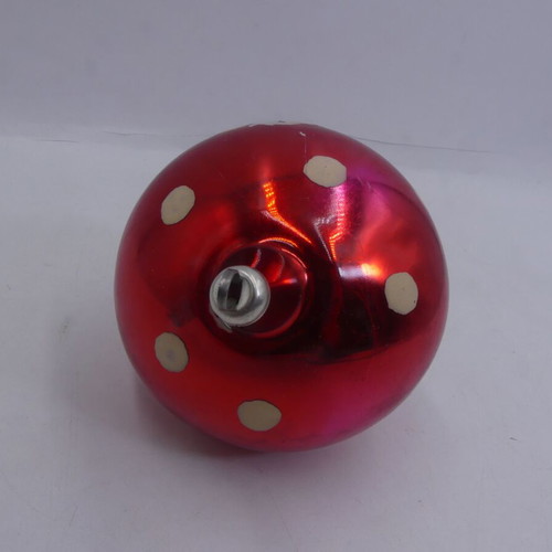 Vintage Red Glass Mushroom Christmas Ornament Polka Dot Amanita used