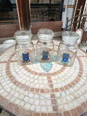 Glass jars used, set of 3 for candies and sugar