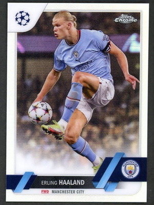 Картичка Erling Haaland Refractor 2022-23 UEFA Topps Chrome като нова
