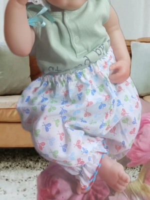 Baby set 3-6 months with balloon pants, green logo bodysuit, vintage cap