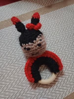 Handmade knitted ladybug rattle new