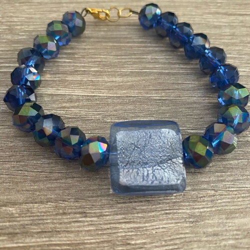 Bracelet with Murano and glass beads new, blue