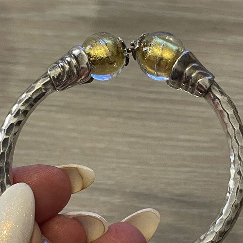 Silver 925 bracelet with Murano and gold leaf, used