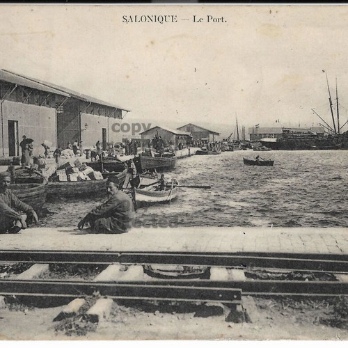 Vintage Thessaloniki Port postcard 1914 used