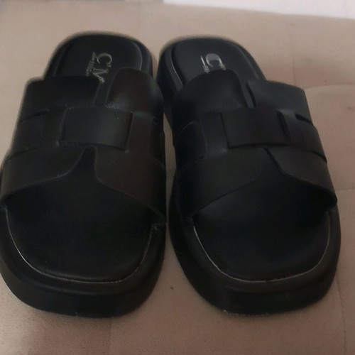 Black slide sandals size 37 like new, Greek made