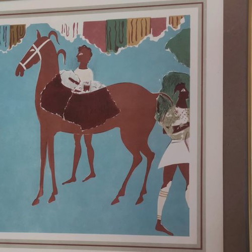 Mycenaean colored paintings used from frescoes and golden funerary offerings