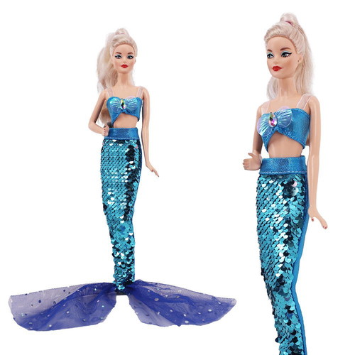Mermaid princess doll dress 29cm new with blue tail and sequin bodice