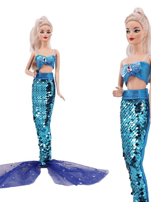 Mermaid princess doll dress 29cm new with blue tail and sequin bodice