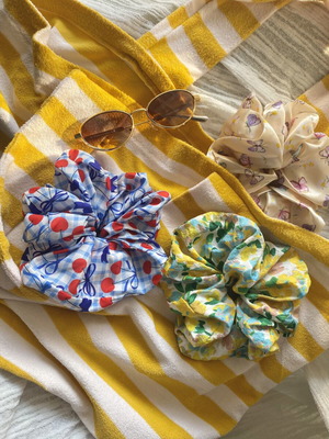 Scrunchies σετ 3 XXL χειροποίητα, καινούργια, άσπρα και πολύχρωμα