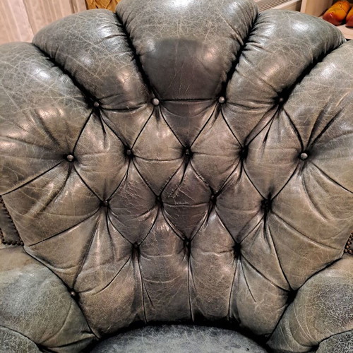 Chesterfield armchair used, English origin 1925-1935