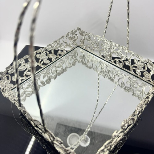 Decorative metal fruit basket with mirror vintage style