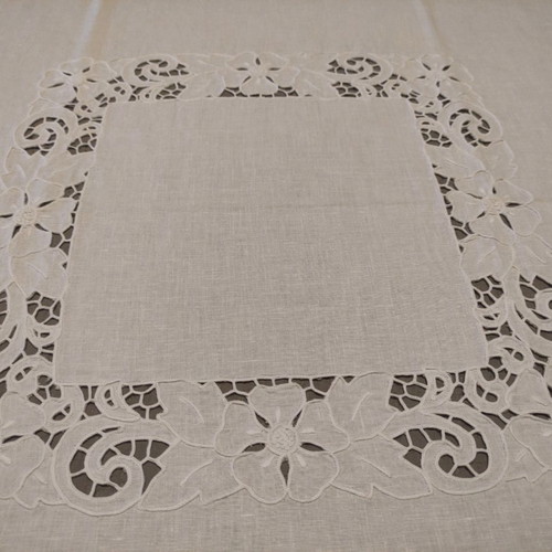 Cutwork tablecloth, doilies and napkins used, set of 5 pieces