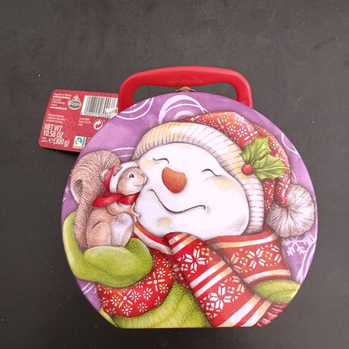 Metal Tin Box Snowman New