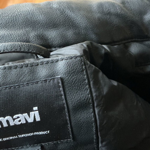 Biker jacket men synthetic leather Mavi like new, size L, black