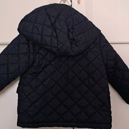 Baby jacket like new 12-18 months blue quilted with detachable hood