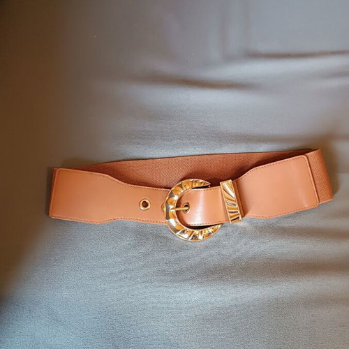 Women’s camel belt used with gold buckle and elastic 68 cm