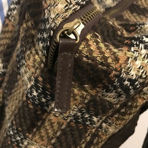 Zara Handbag like new, woven polyester with leather, beige and brown