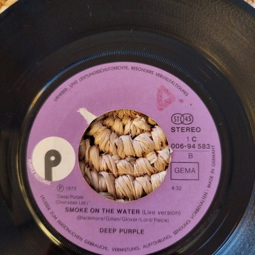 Deep Purple Smoke on the Water 45 RPM vinyl single used