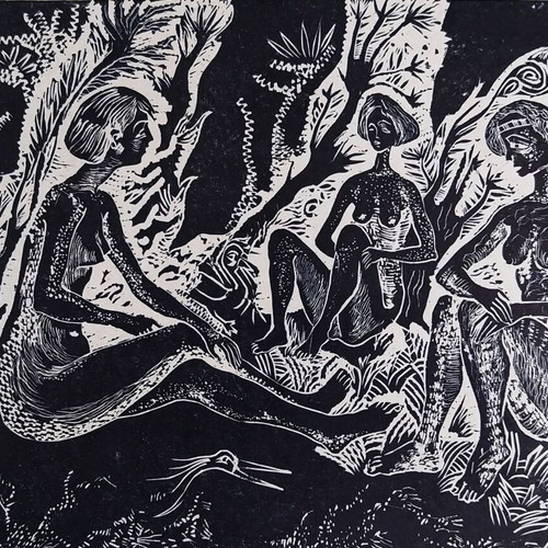 Linocut Spring Girls like new