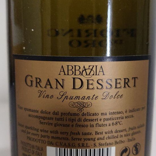 Abbazia Gran Dessert Vino Spumante Dolce Fiorino d'oro 75 cl new