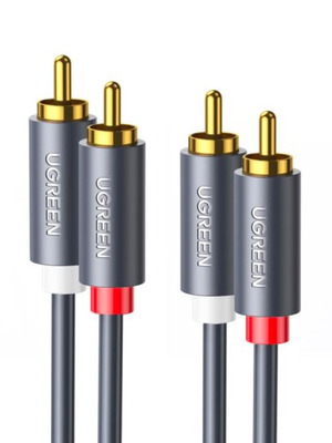 Cable 2x RCA male to 2x RCA male 5m gray new