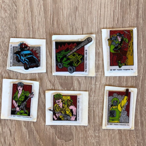 Action Force Gi Joe Hasbro vintage puffy stickers 1987 used, pack of 6