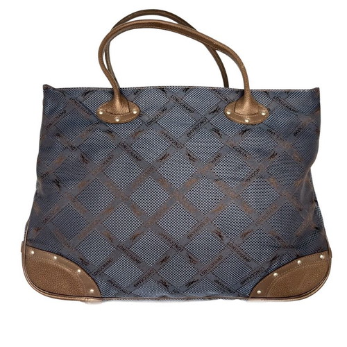 Longchamp cloth shoulder handbag used, blue and brown