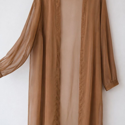 Summer set with skirt, blouse and organza kazaka, like new, brown