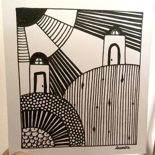 House mini hand-drawn sketch on Bristol paper new