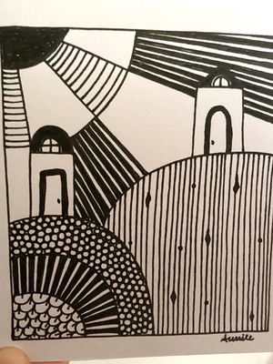 House mini hand-drawn sketch on Bristol paper new