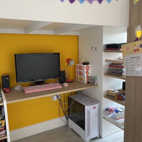 Multifunctional Loft Bed with Desk, Cabinets and Shelves like new