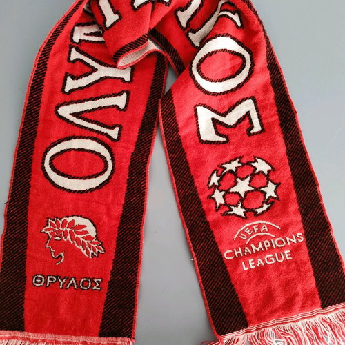 Olympiacos UEFA Champions League scarf used, red and white