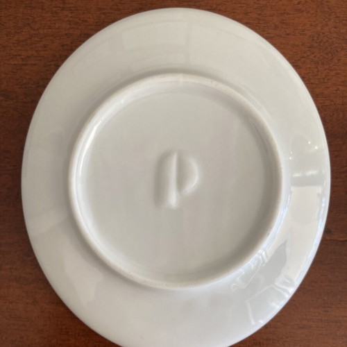 Vintage white oval porcelain espresso saucer