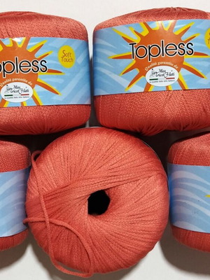 Topless elastic knitting yarn pack of 5, 50g, salmon coral