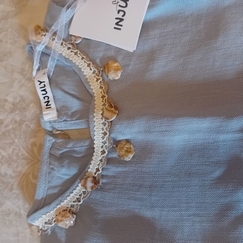 Girls' blue set with shell decoration, age 8