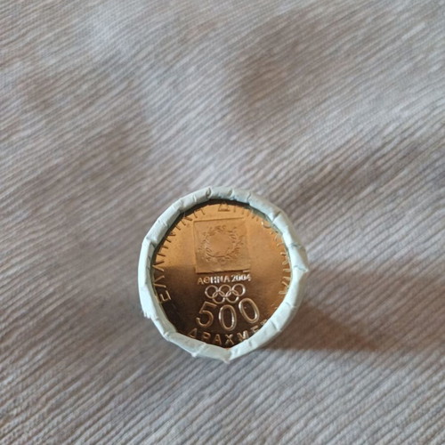 Sealed Bank of Greece Roll 40 × 500 Drachma Coins UNC