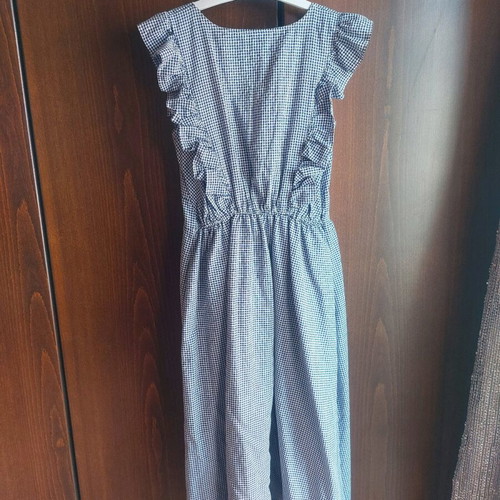 Midi checked navy dress like new with belt and lining