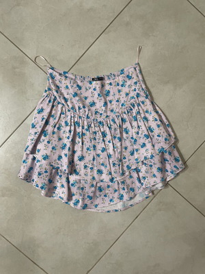 Zara summer skirt with floral print, pink, XS