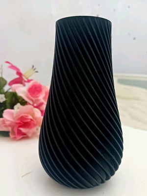 3d vase new, black, 14 cm, plastic from 3d printer