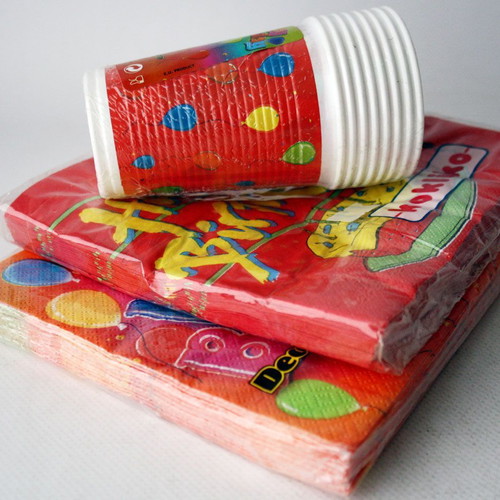 Vintage 90's Happy Birthday party set 40 napkins 8 cups Decorata new