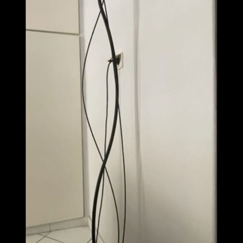 Modern floor lamp like new with black metal base and white glass shade