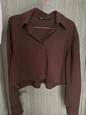 ZARA crop shirt brown new size S